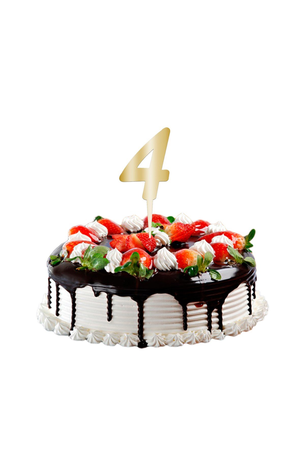 4 Rakam Pasta Üstü Pleksi Yazı Gold 12cmPartistST2295