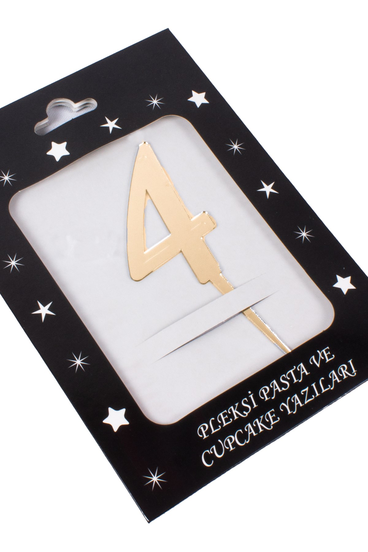 4 Rakam Pasta Üstü Pleksi Yazı Gold 12cmPartistST2295
