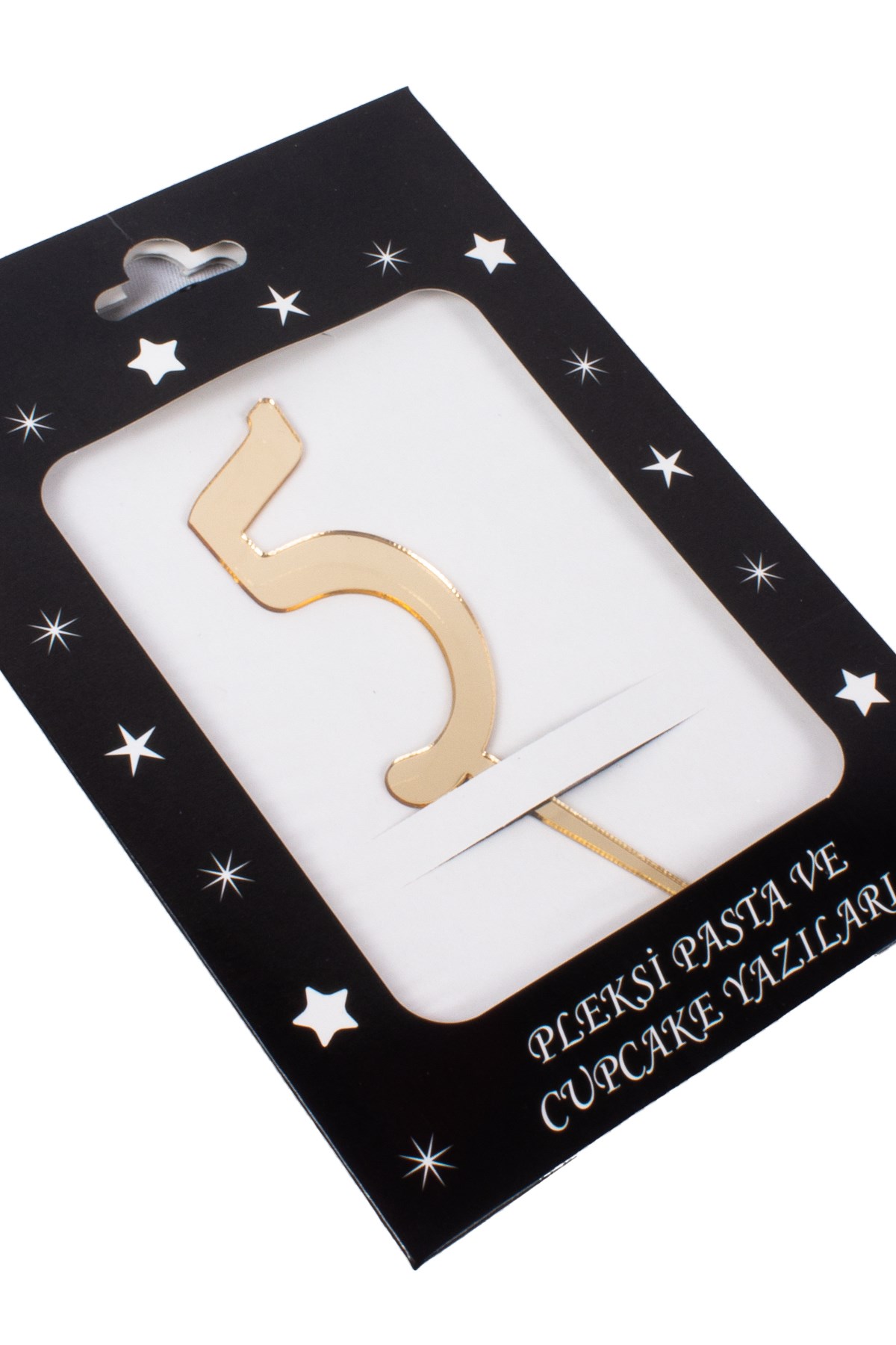 5 Rakam Pasta Üstü Pleksi Yazı Gold 12cmPartistST2297