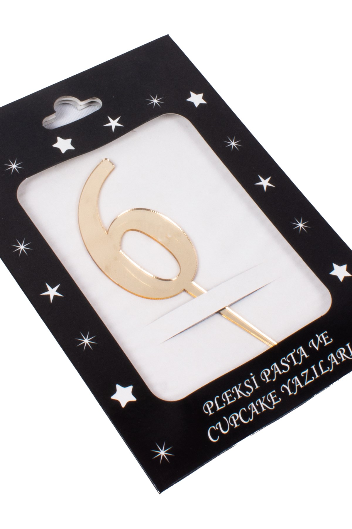 6 Rakam Pasta Üstü Pleksi Yazı Gold 12cmPartistST2299