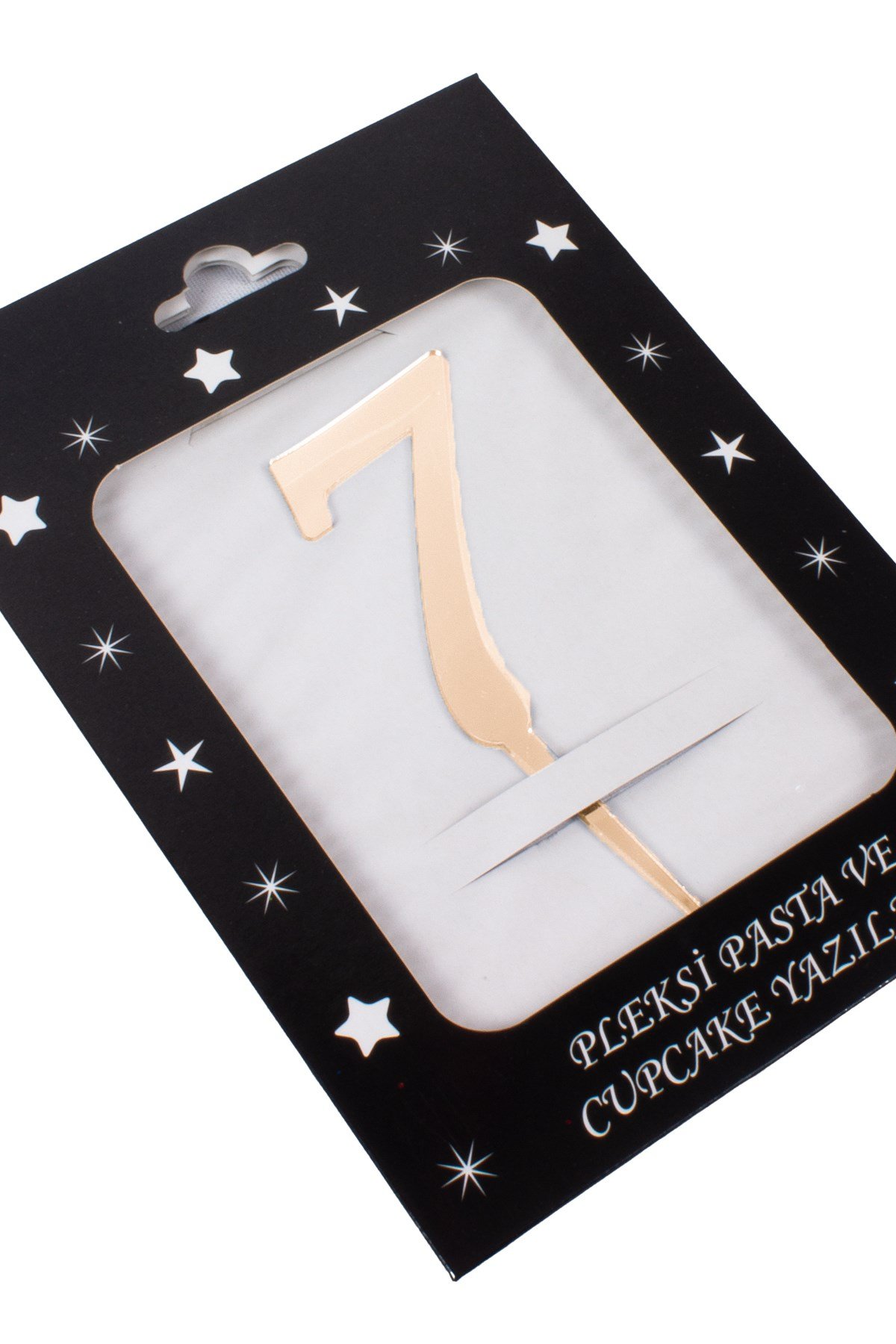 7 Rakam Pasta Üstü Pleksi Yazı Gold 12cmPartistST2301