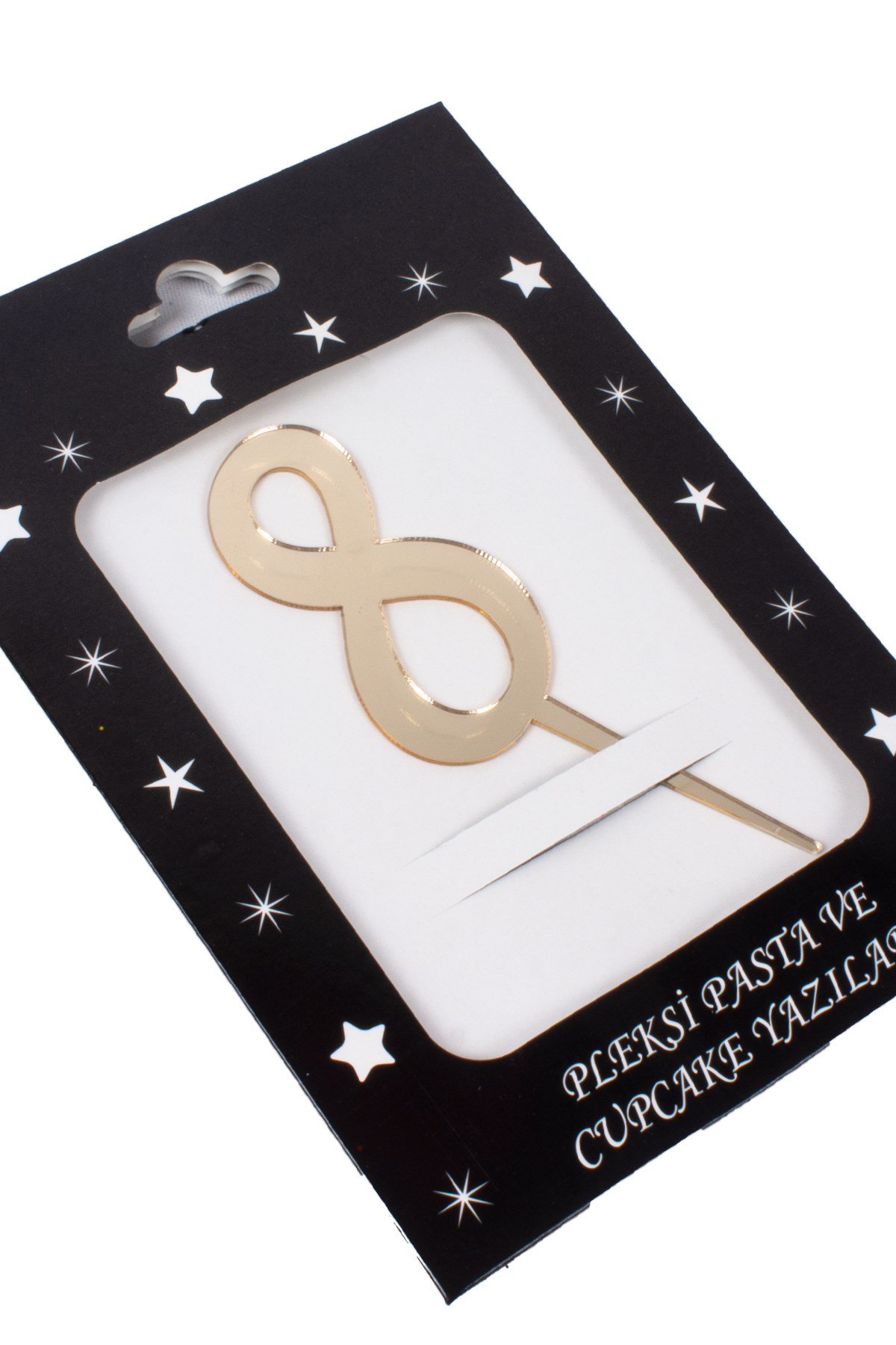 8 Rakam Pasta Üstü Pleksi Yazı Gold 12cmPartistST2303