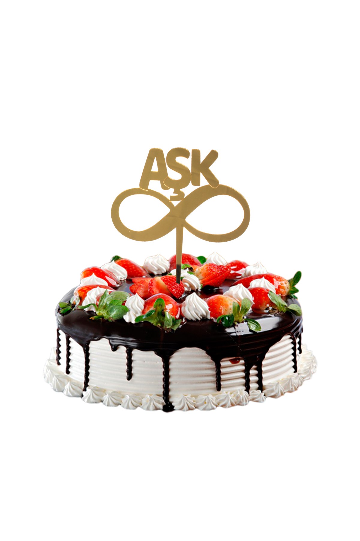 Aşk Sonsuzluk Pasta Üstü Pleksi Yazı Gold 14cmPartistST2380