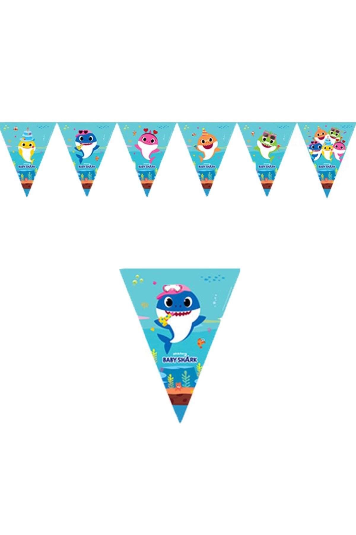 Baby Shark Lisanslı Üçgen Flama 320cmPartistST1801