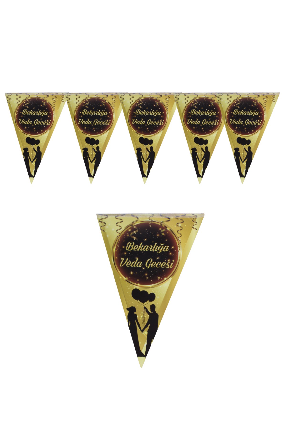 Bekarlığa Veda Gecesi Gold Üçgen Flama 200cmPartistST1847