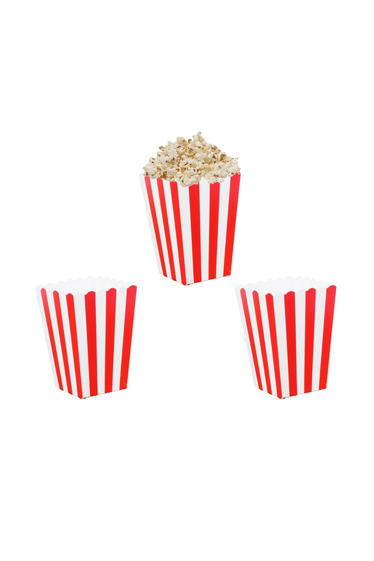 Beyaz Çizgili Kırmızı Renk Mısır Kutusu 10'luPartistPSPST2185