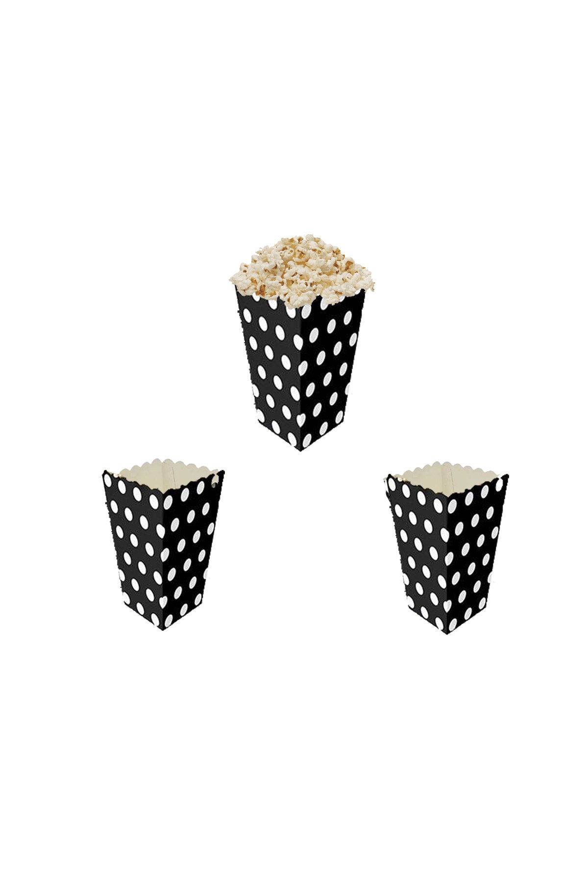 Beyaz Puanlı Siyah Renk Mısır Kutusu 10'luPartistPSPST2206