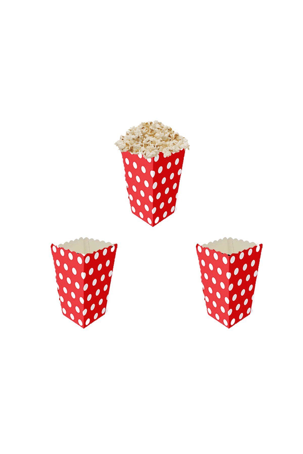 Beyaz Puanlı Kırmızı Renk Mısır Kutusu 10'luPartistPSPST2209