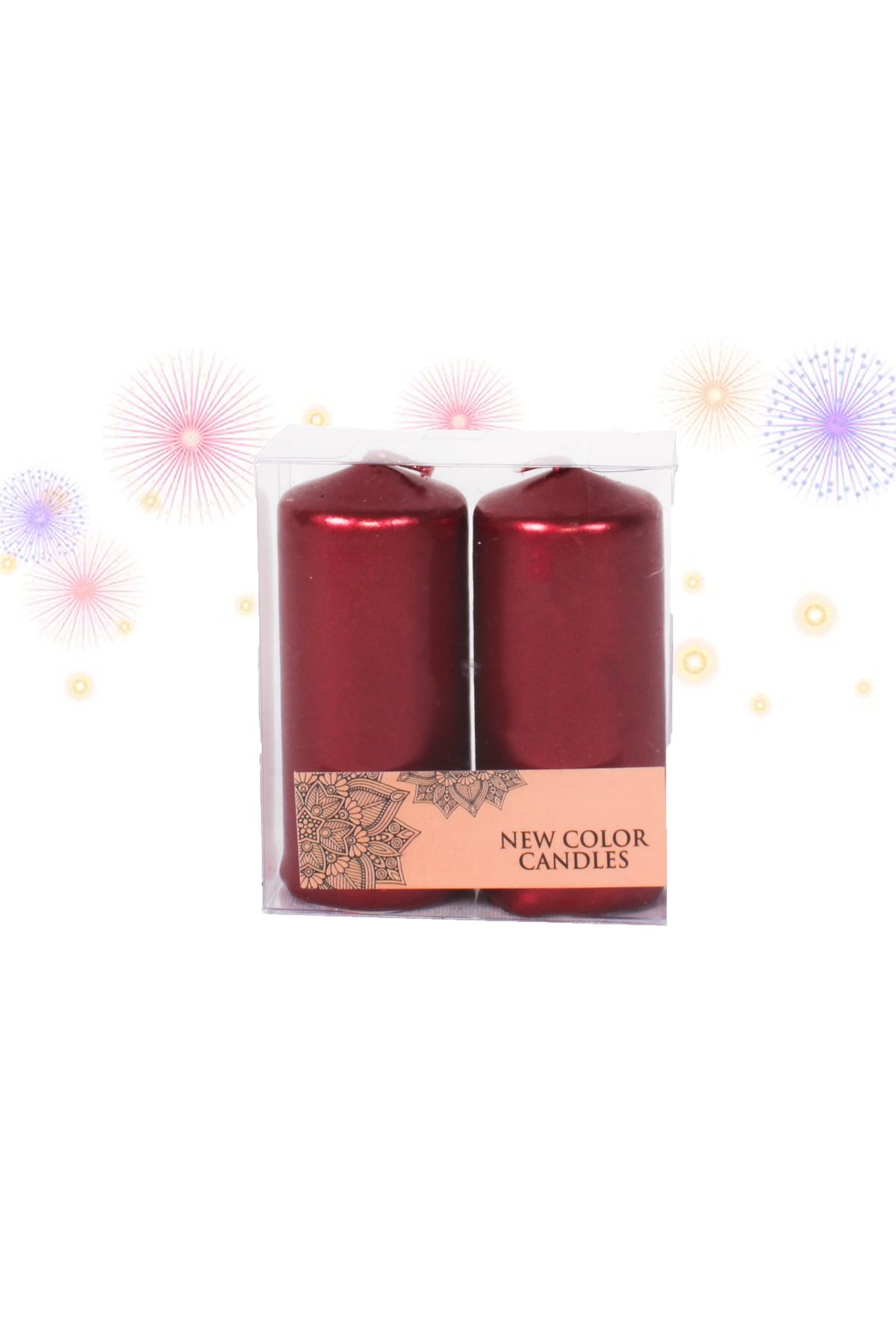 Bordo Sütun Mum 7cm 2'liPartistST3077