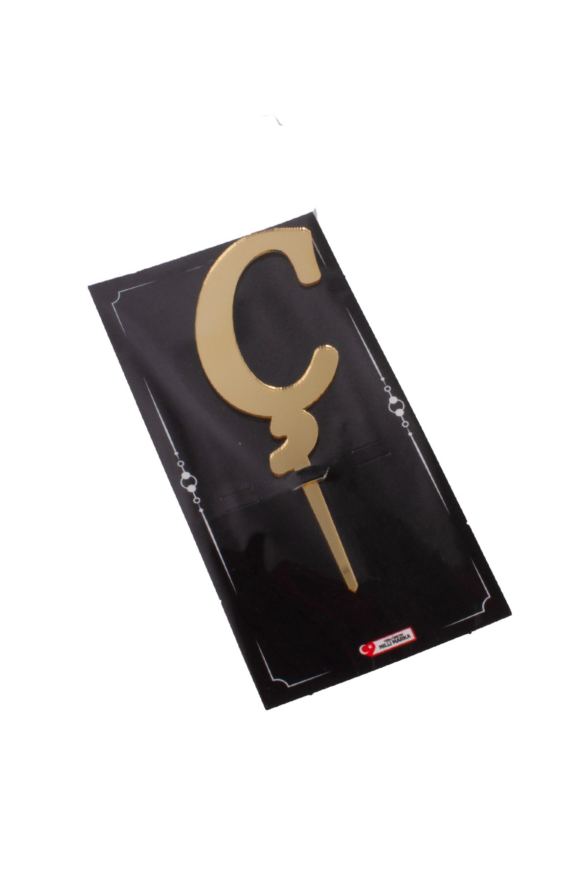 Ç Harf Pasta Üstü Pleksi Yazı Gold 12cmPartistST2313