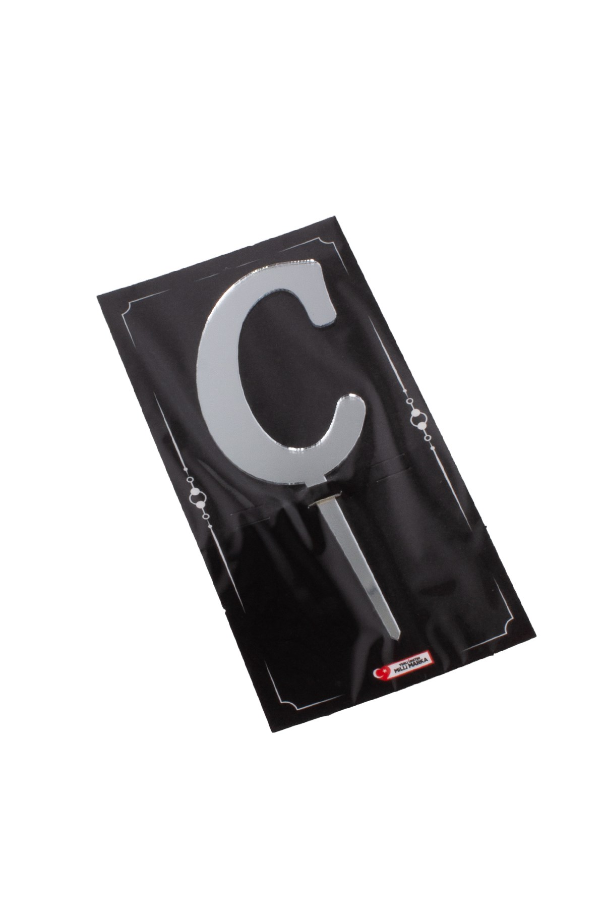 C Harf Pasta Üstü Pleksi Yazı Gümüş 12cmPartistST2312