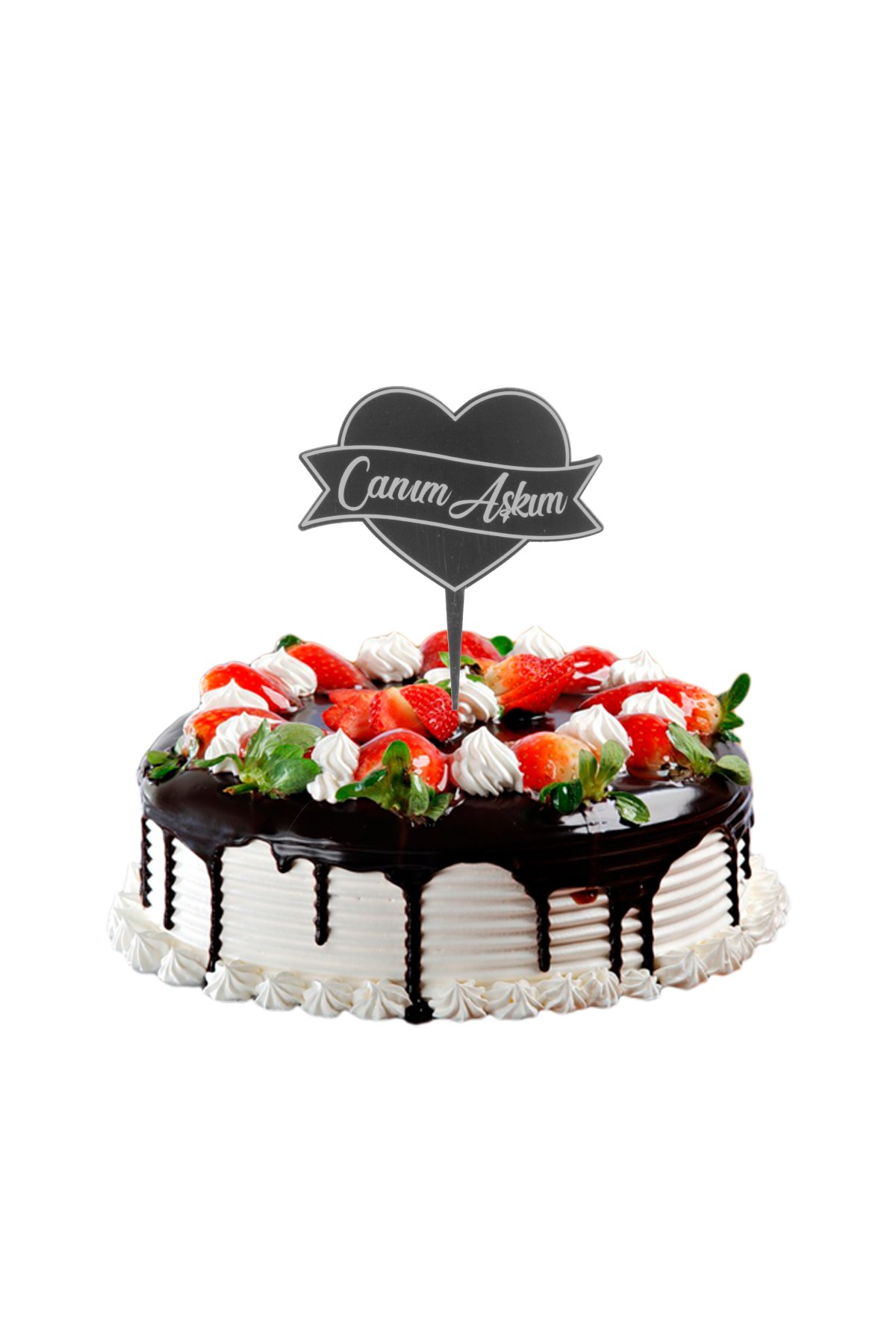 Canım Aşkım Kalpli Pasta Üstü Pleksi Yazı Gümüş 14cmPartistST2374