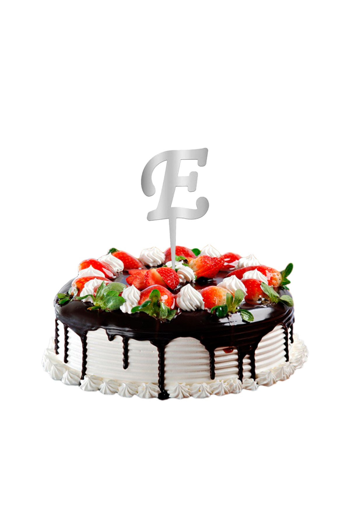 E Harf Pasta Üstü Pleksi Yazı Gümüş 12cmPartistST2318