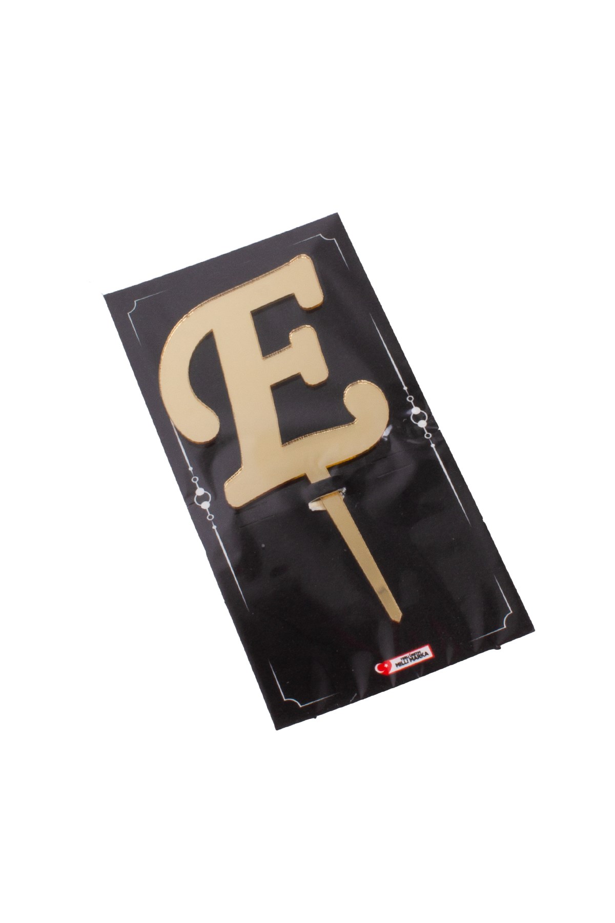 E Harf Pasta Üstü Pleksi Yazı Gold 12cmPartistST2317