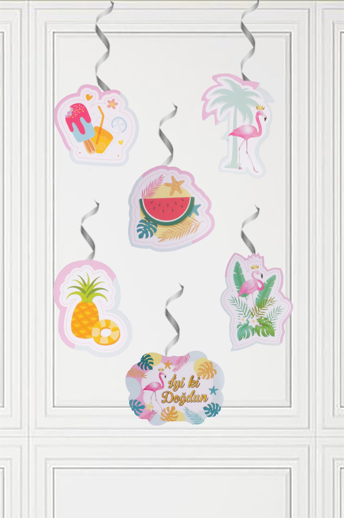 Flamingo Temalı Sarkıt Tavan Süsü 6'lıPartistST2115