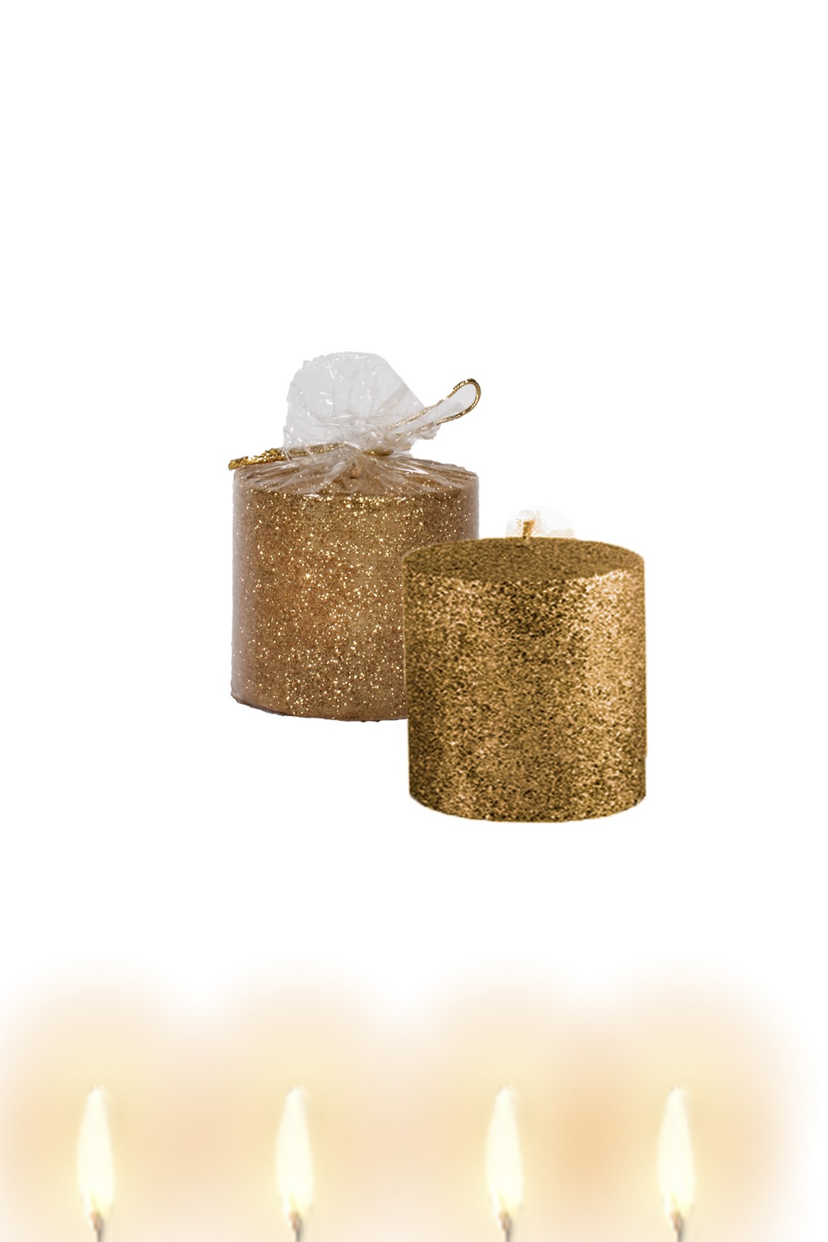 Gold Simli Silindir Mum 7*6cmPartistST3086