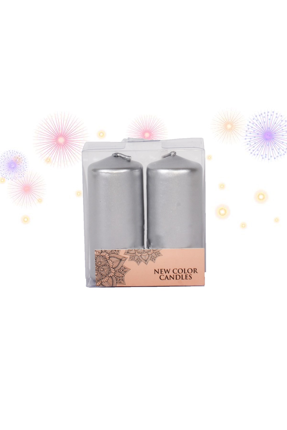 Gümüş Sütun Mum 7cm 2'liPartistST3073