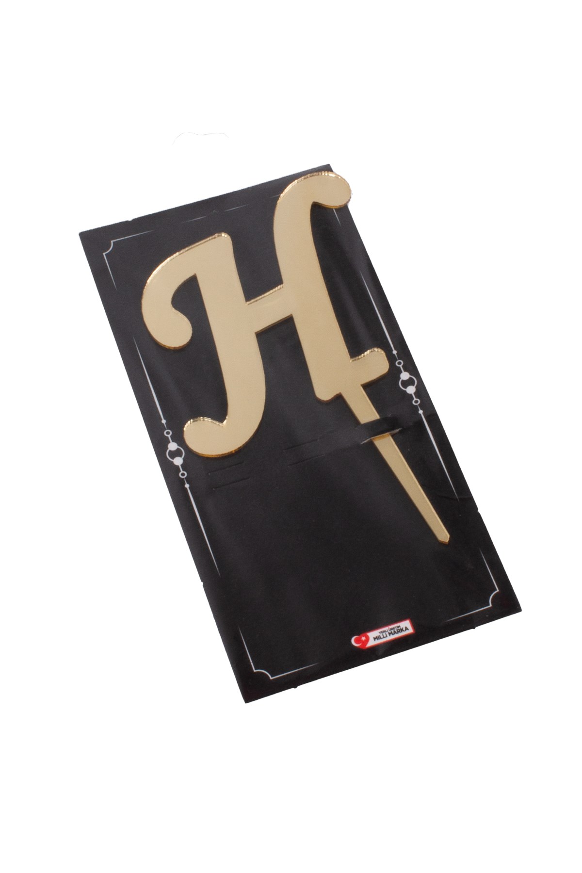 H Harf Pasta Üstü Pleksi Yazı Gold 12cmPartistST2325