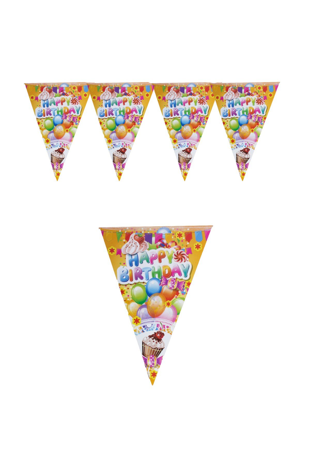 Happy Birthday Renkli Balonlu Üçgen Flama 200cmPartistST1883