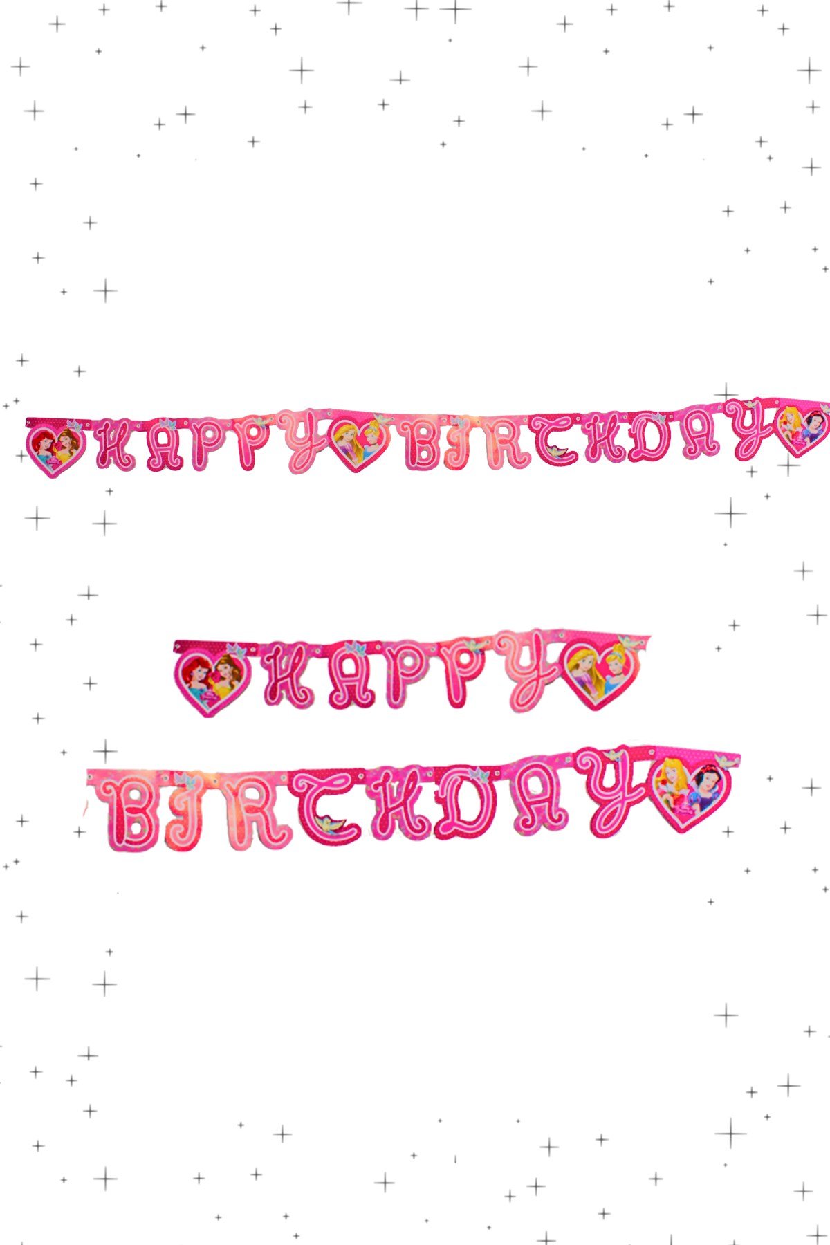 Happy Birthday Disney Prensesler Lisanslı Zigzag Banner 175cmPartistST1778