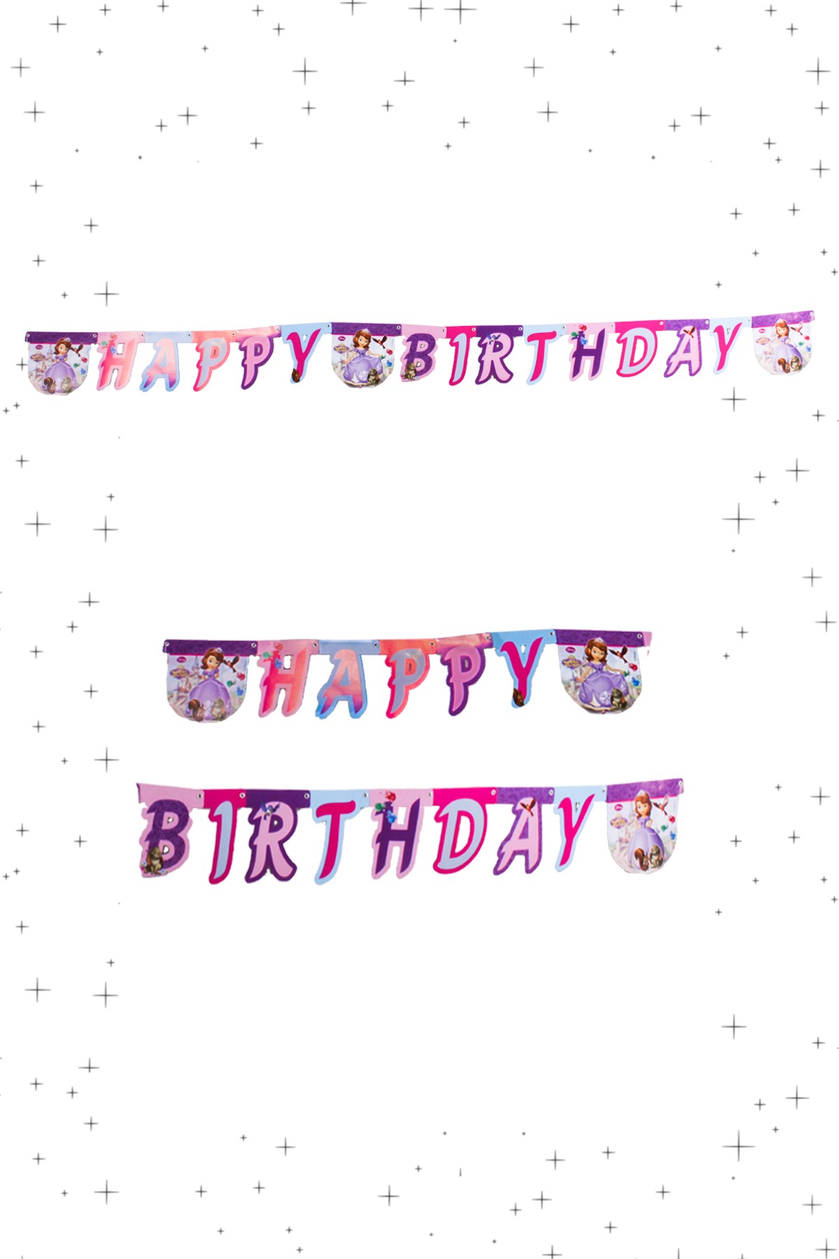 Happy Birthday Prenses Sofia Lisanslı Zigzag Banner 190cmPartistST1782