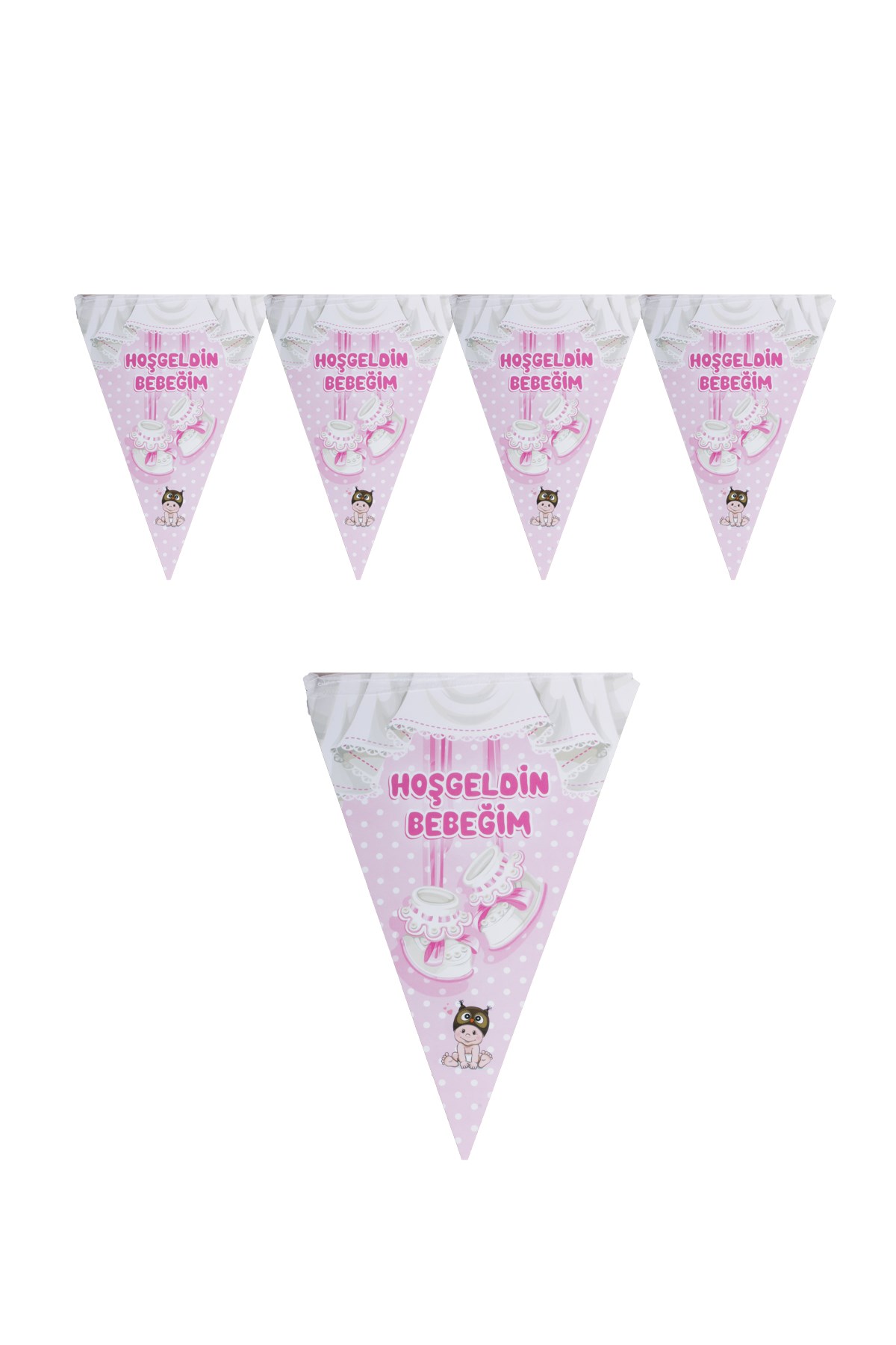 Hoşgeldin Bebeğim Pembe Üçgen Flama 200cmPartistST1834