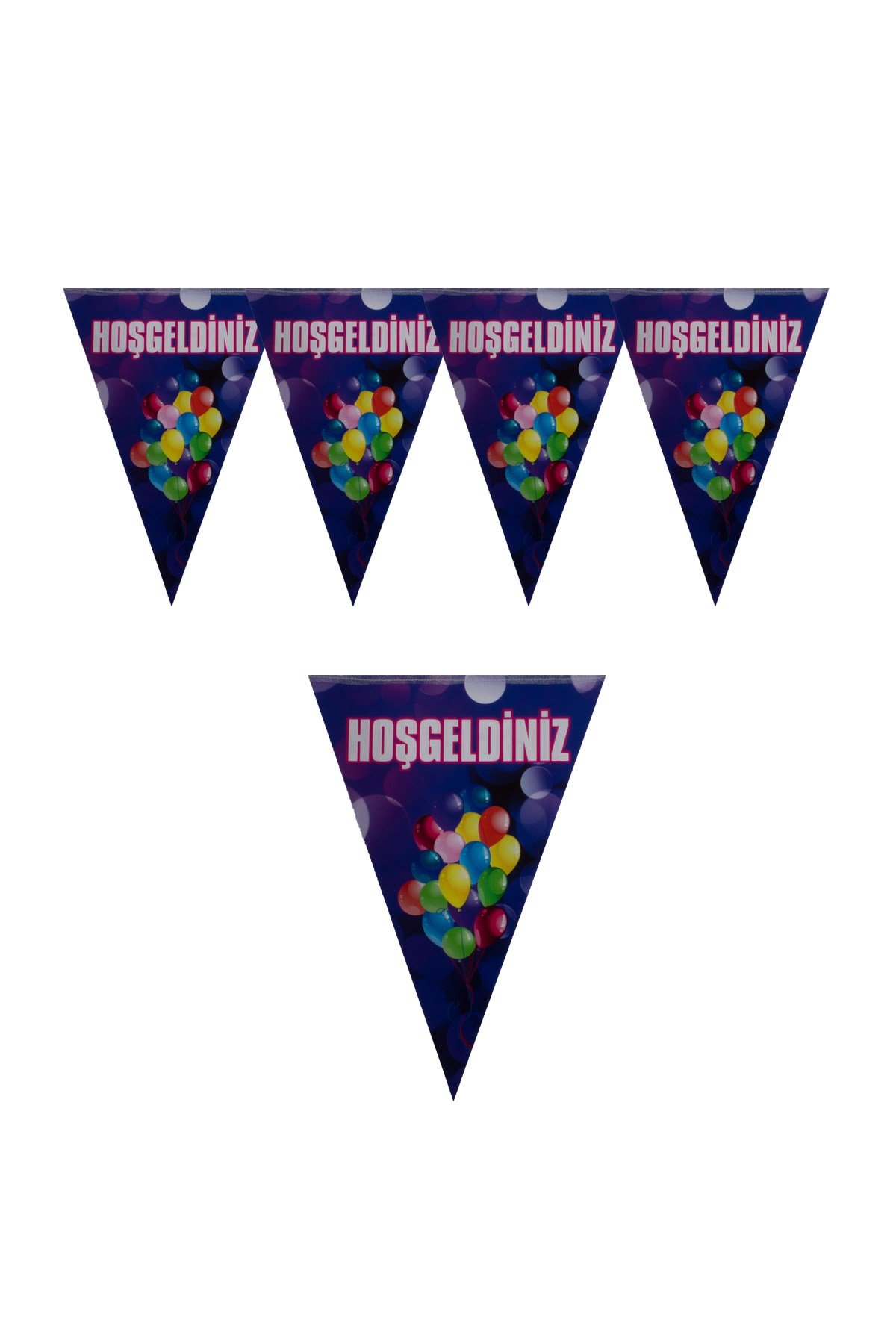 Hoşgeldiniz Renkli Balonlu Üçgen Flama 200cmPartistST1857