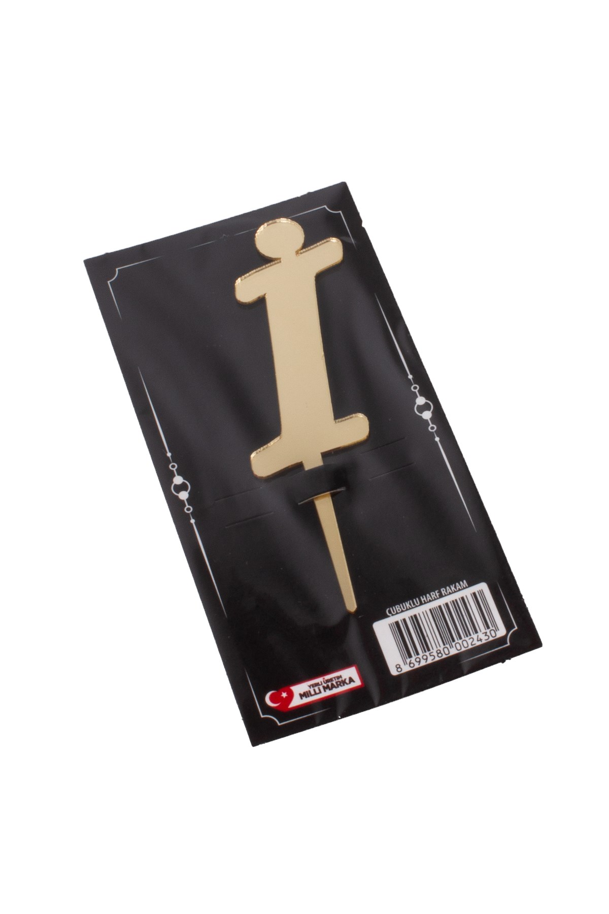 İ Harf Pasta Üstü Pleksi Yazı Gold 12cmPartistST2329