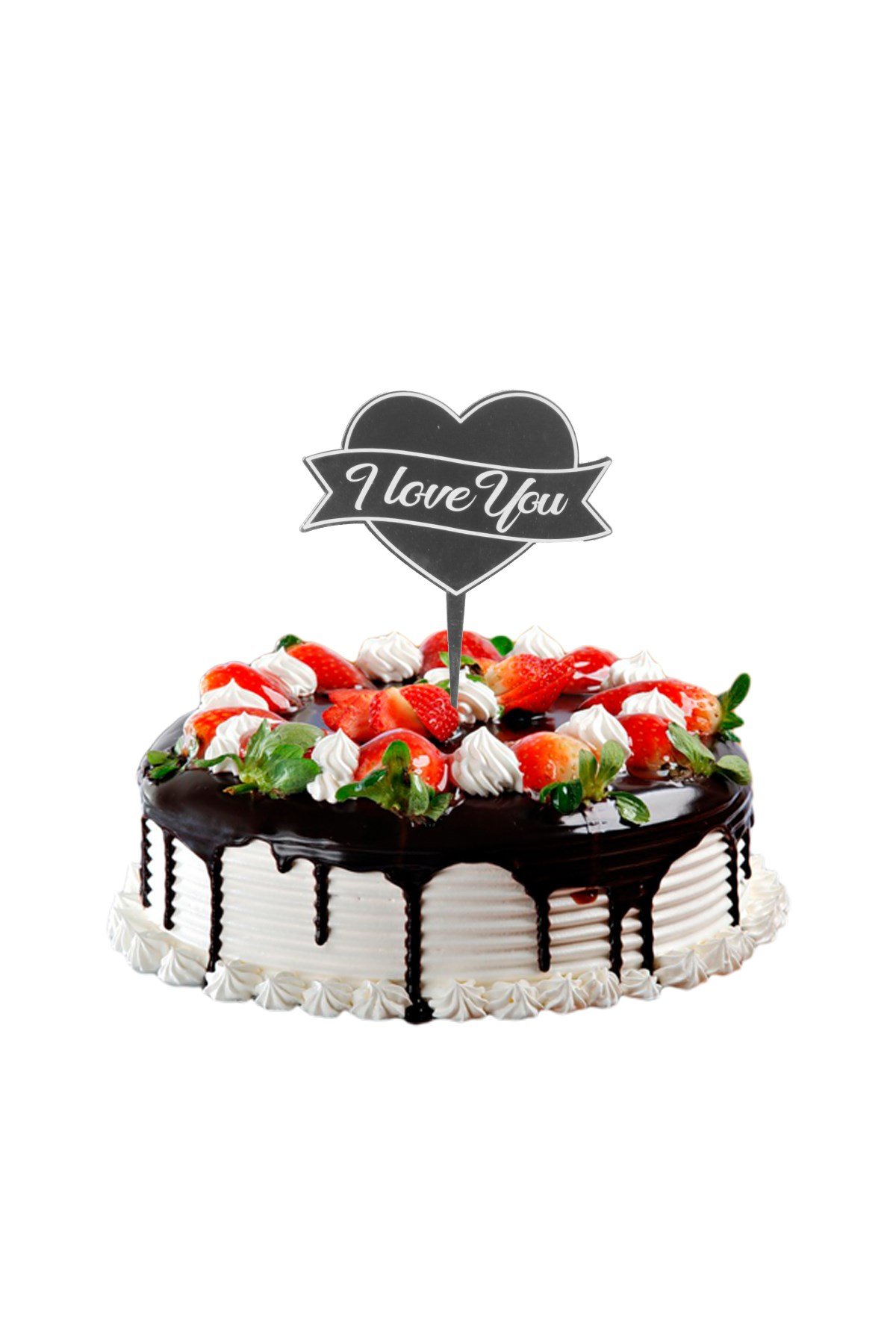 I Love You Kalpli Pasta Üstü Pleksi Yazı Gümüş 14cmPartistST2377