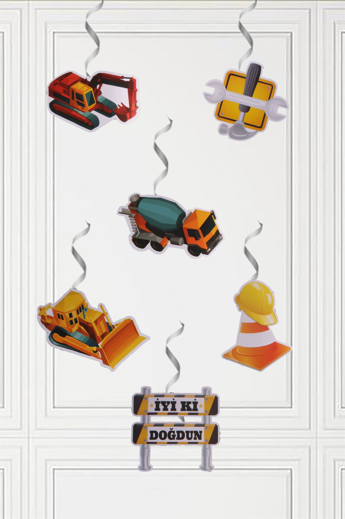 İnşaat Partisi Temalı Sarkıt Tavan Süsü 6'lıPartistST2113