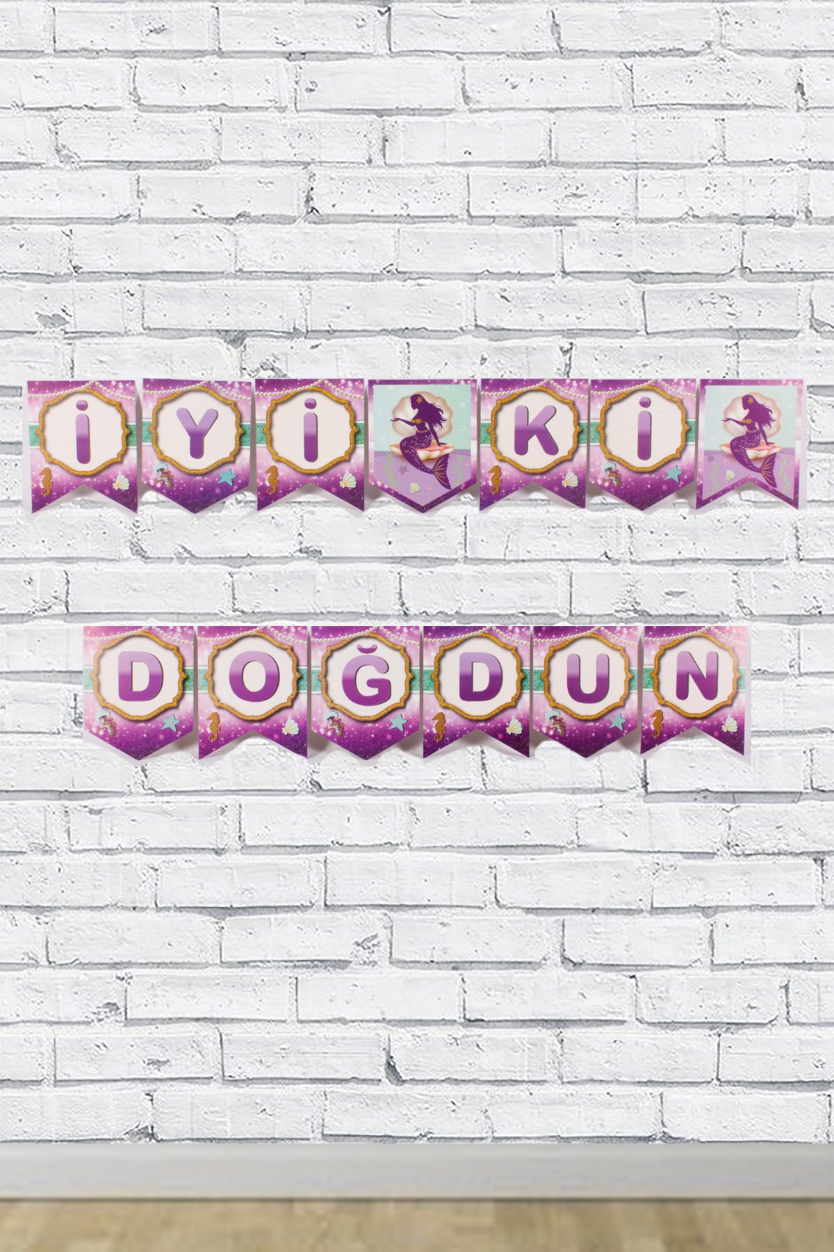 İyi Ki Doğdun Deniz Kızı Temalı Zigzag Banner 190cmPartistST1718