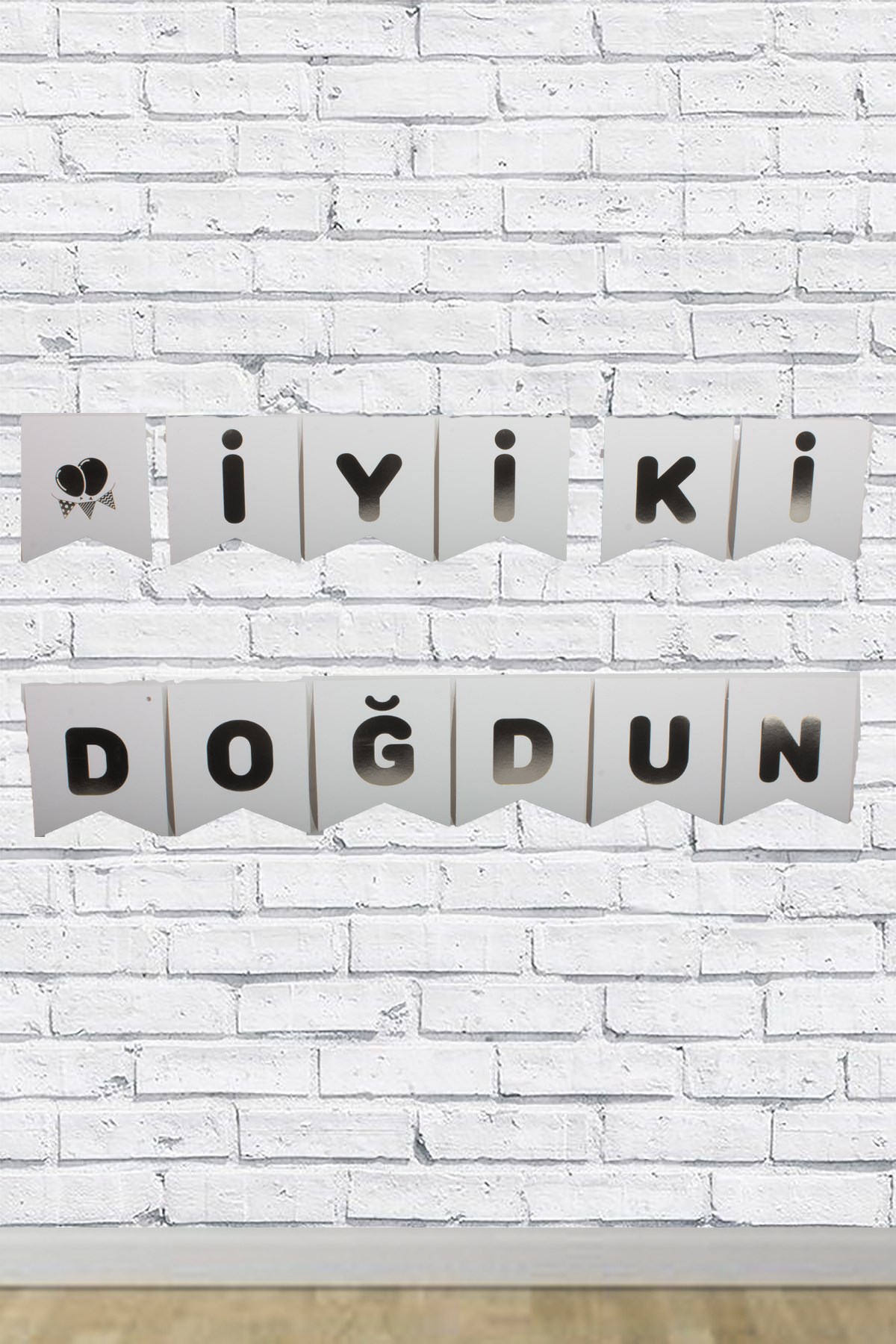 İyi Ki Doğdun Gümüş Yaldızlı Beyaz  Banner 180cmPartistST1693