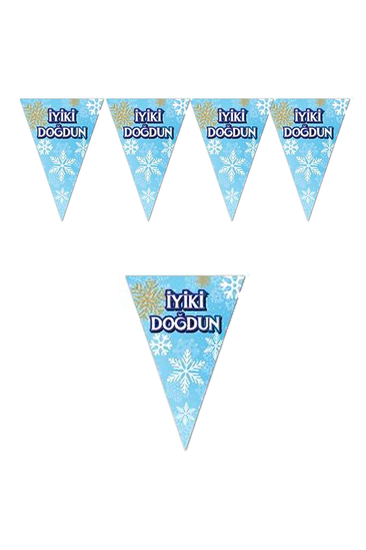 İyi Ki Doğdun Kar Taneli Elsa Temalı Üçgen Flama 200cmPartistST1824