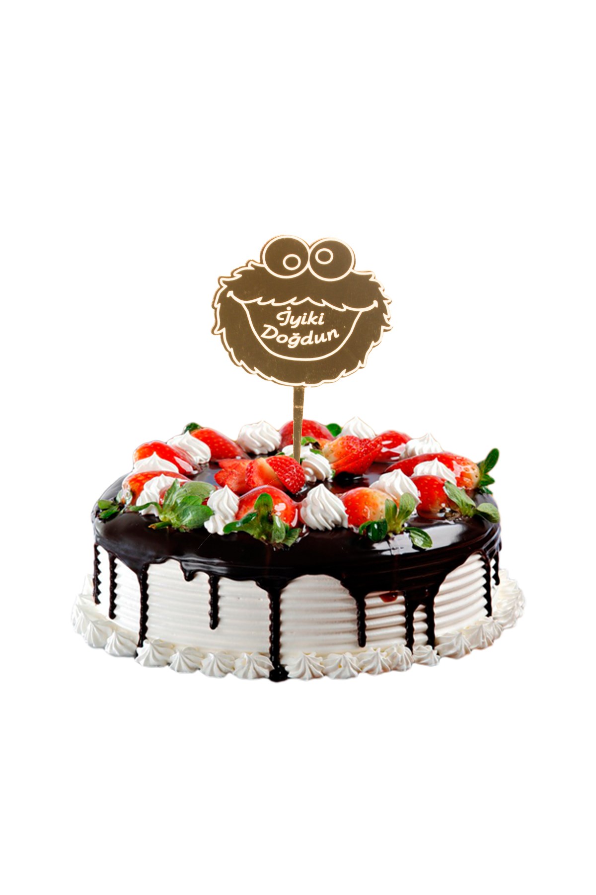 İyi ki Doğdun Gülen Yüz Pasta Üstü Pleksi Yazı Gold 14cmPartistST2400