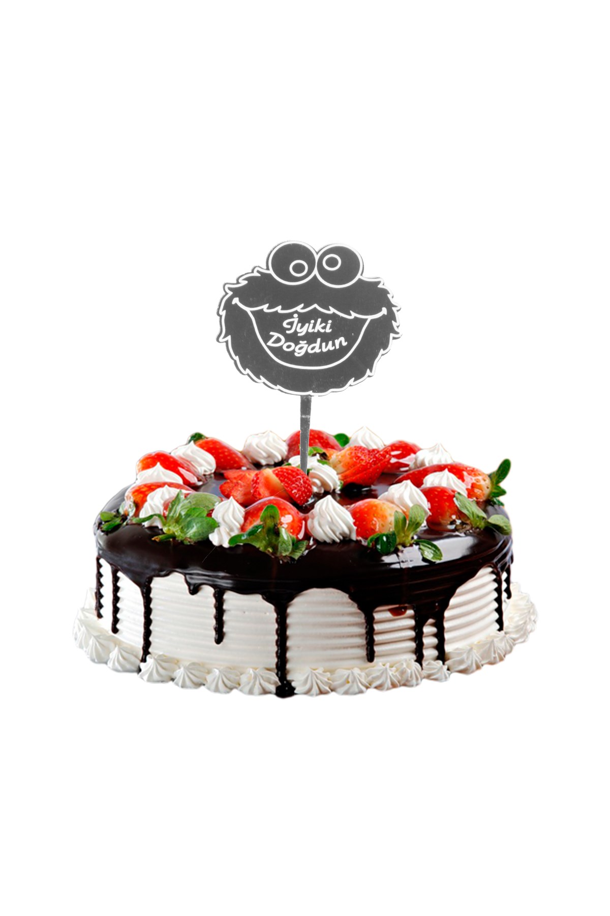 İyi ki Doğdun Gülen Yüz Pasta Üstü Pleksi Yazı Gümüş 14cmPartistST2401