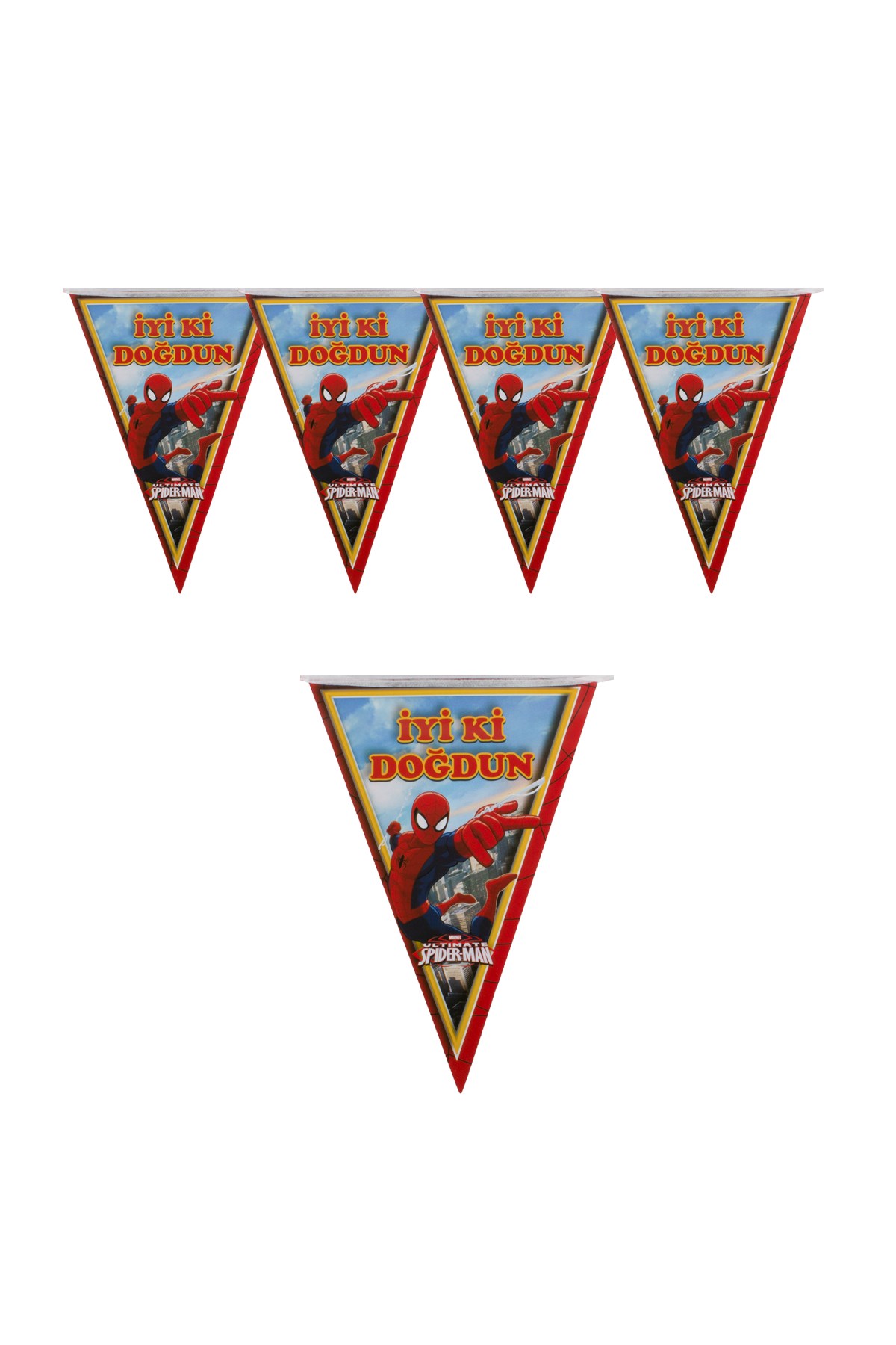 İyi Ki Doğdun Spiderman Temalı Üçgen Flama 200cmPartistST1826