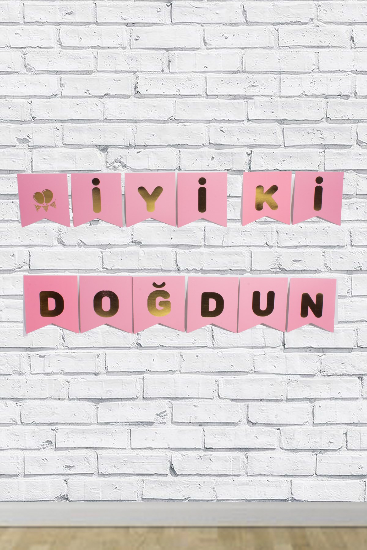 İyi Ki Doğdun Gold Yaldızlı Pembe Banner 180cmPartistST1698