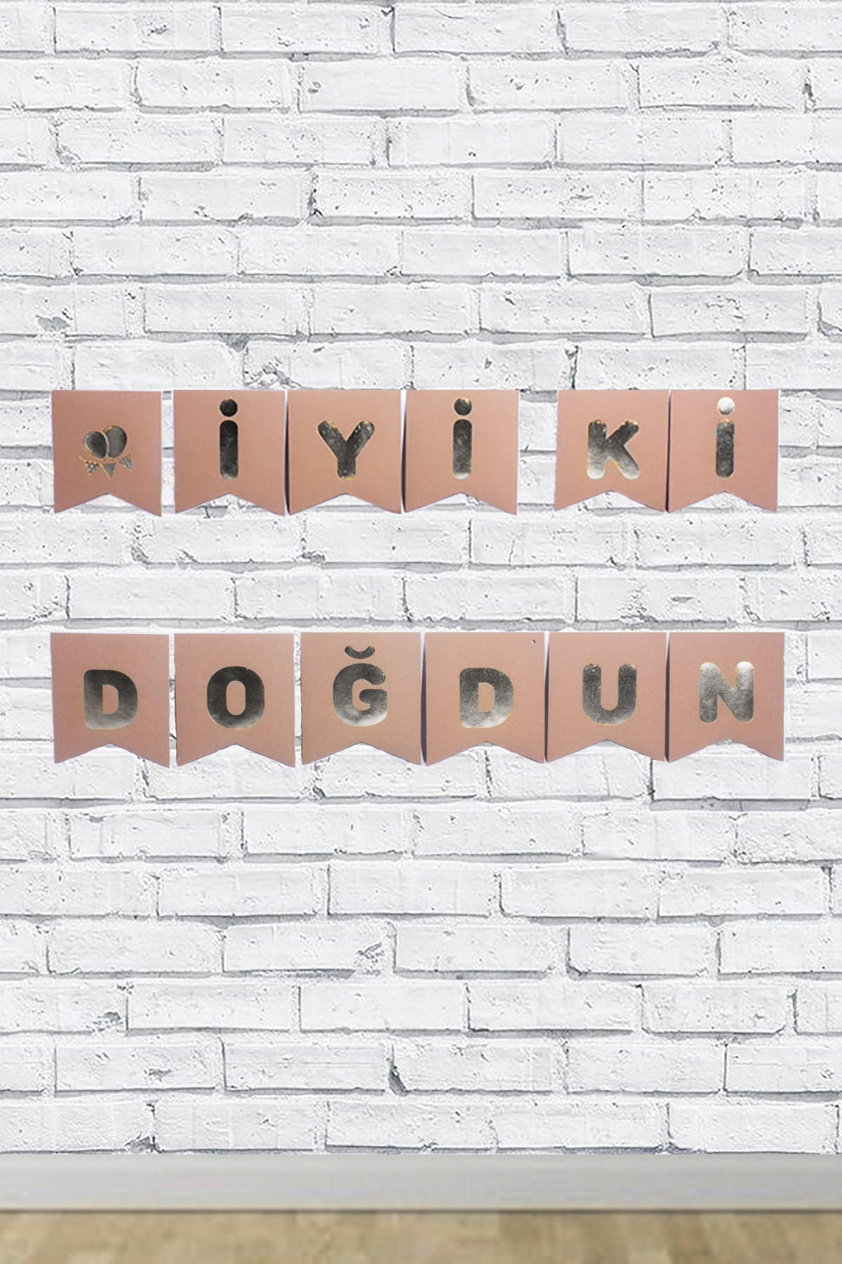 İyi Ki Doğdun Gümüş Yaldızlı Kraft Banner 180cmPartistST1697