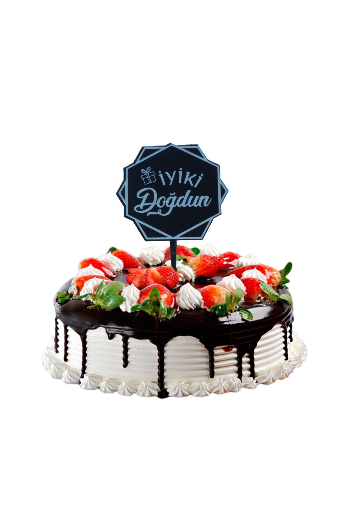 İyi ki Doğdun Çerçeve Pasta Üstü Pleksi Yazı Mavi 14cmPartistST2410