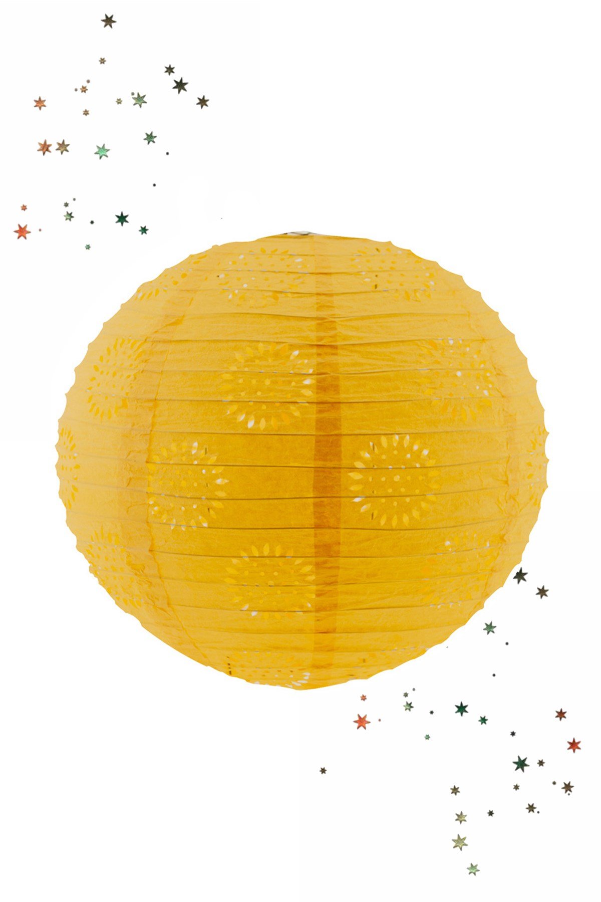 Japon Feneri Kağıt Dantelli Sarı 35cmPartistST2022