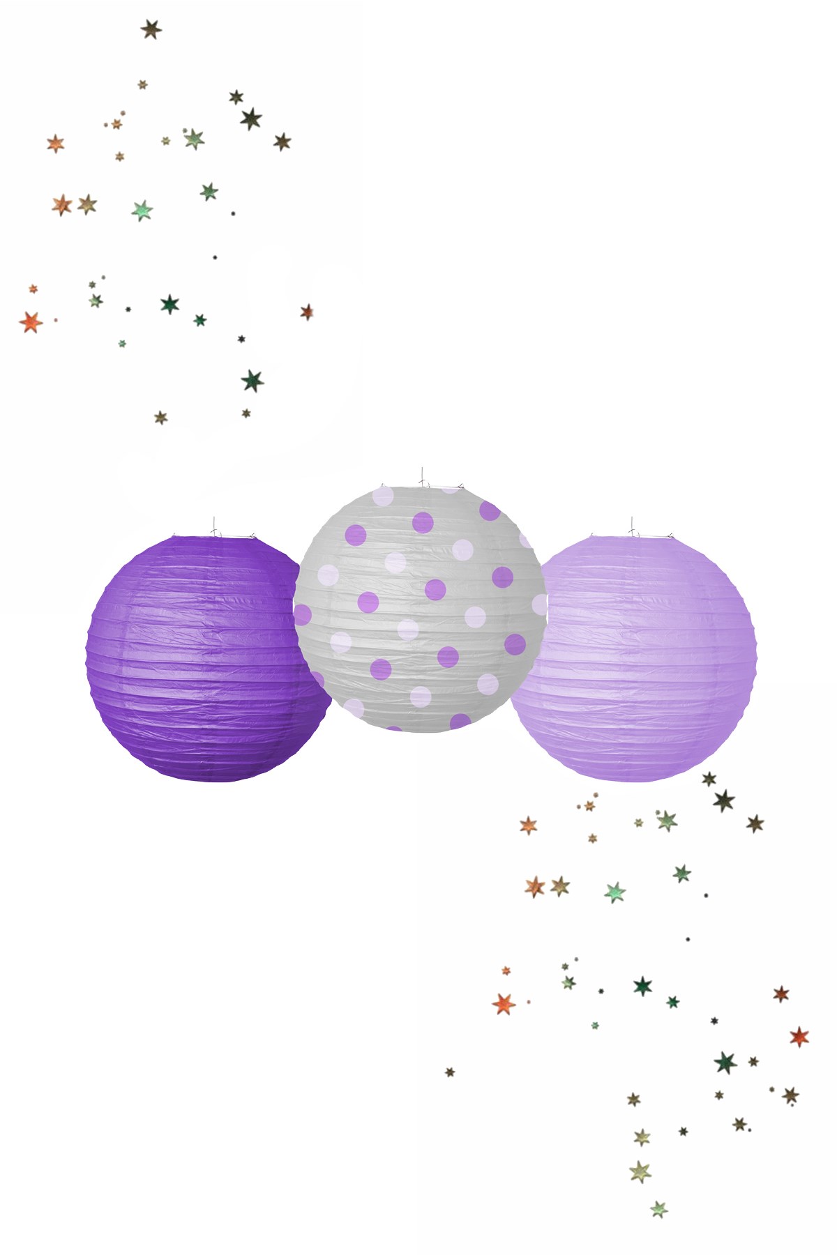 Japon Feneri Set Kağıt Mor 3'lü 24cmPartistST2042
