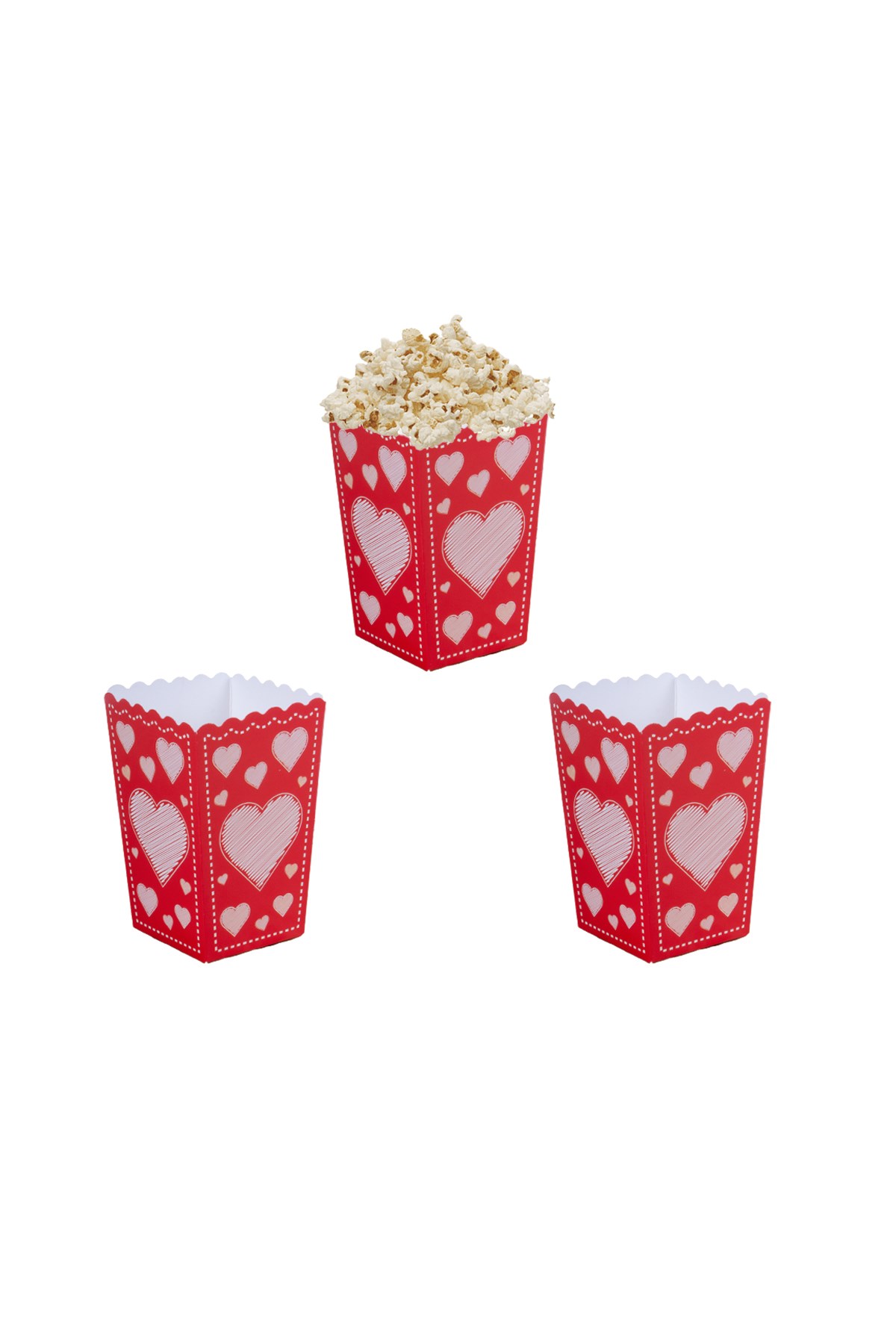 Kalp Desenli Kırmızı Mısır Kutusu 10'luPartistPSPST2175