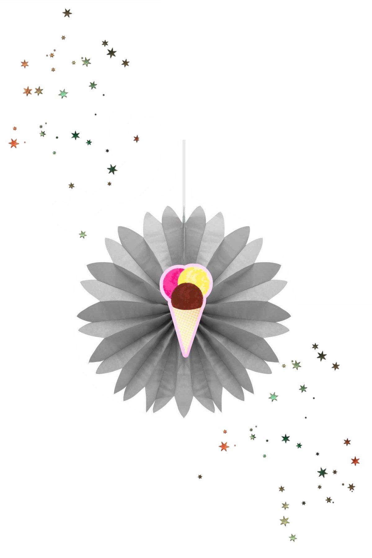 Kikajoy Külah Dondurma Temalı Yelpaze Süs GümüşPartistST3980