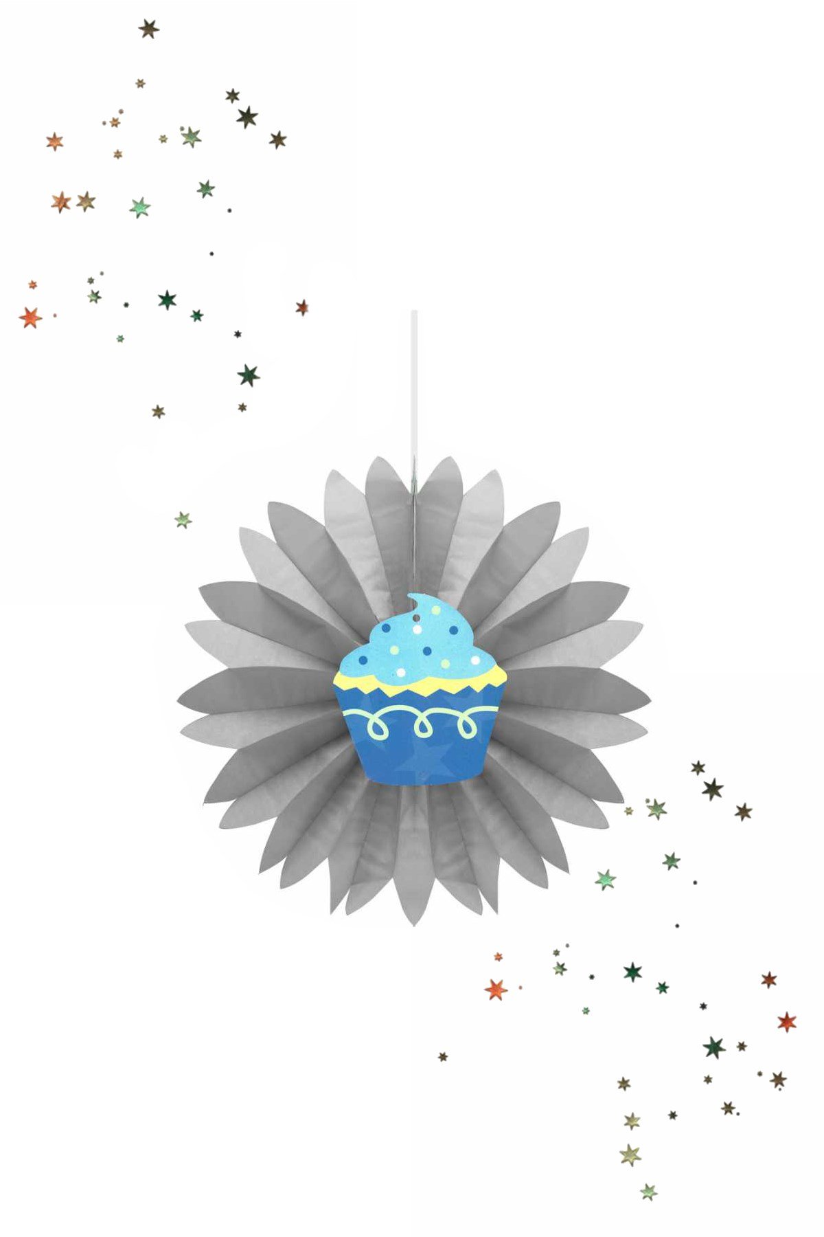 Kikajoy Mavi Cupcake Temalı Yelpaze Süs GümüşPartistST1926