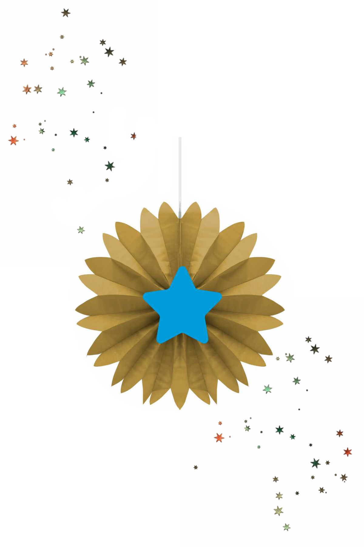 Kikajoy Mavi Yıldız Temalı Yelpaze Süs GoldPartistST1928