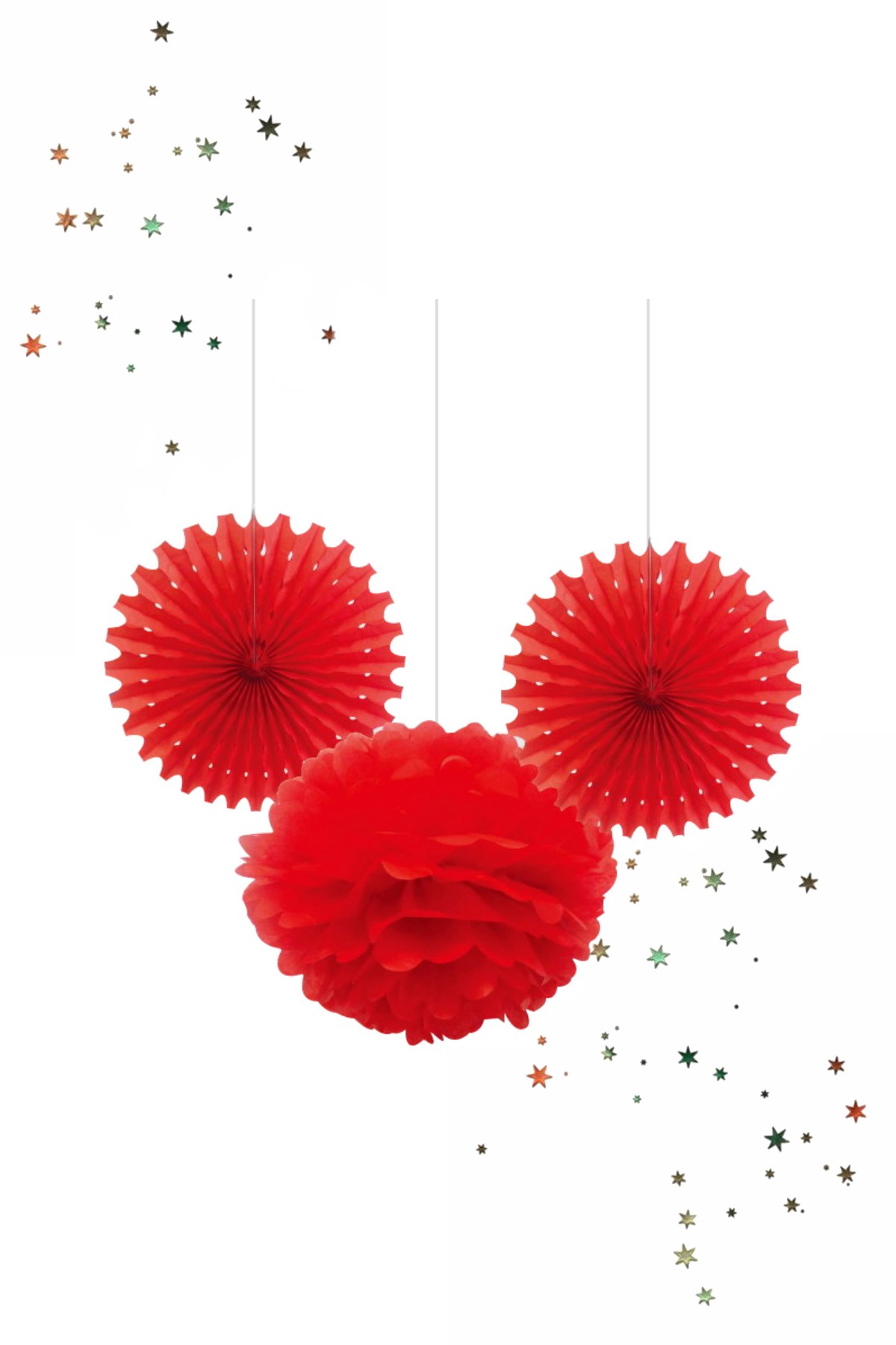 Kikajoy Ponpon Yelpaze Süs Seti Kırmızı 3'lüPartistST2011