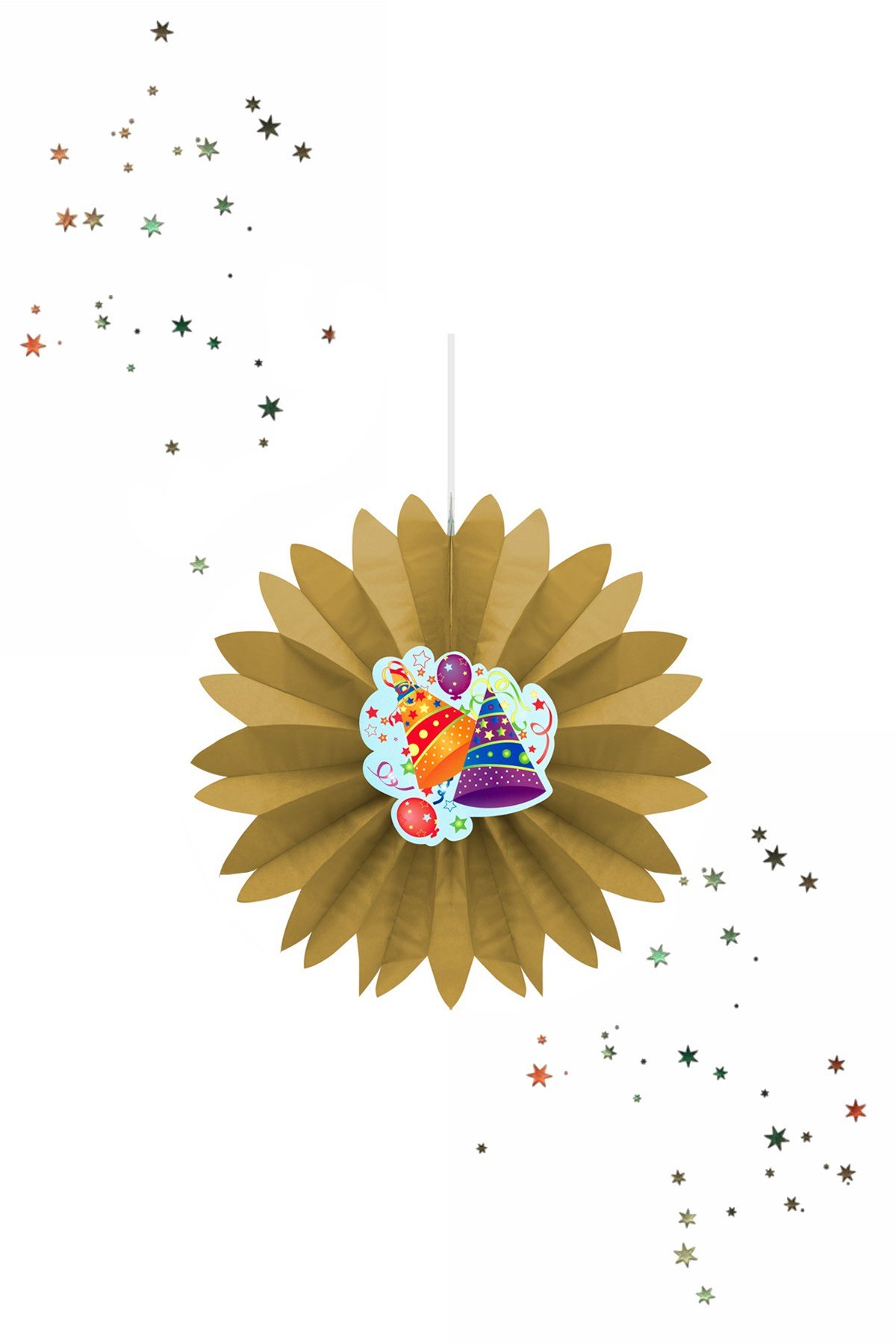 Kikajoy Parti Şapkası Temalı Yelpaze Süs GoldPartistST3981