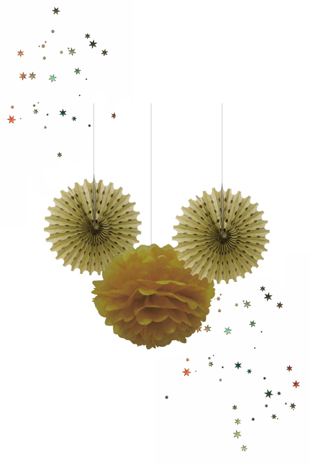 Kikajoy Ponpon Yelpaze Süs Seti Gold Altın 3'lüPartistST2005