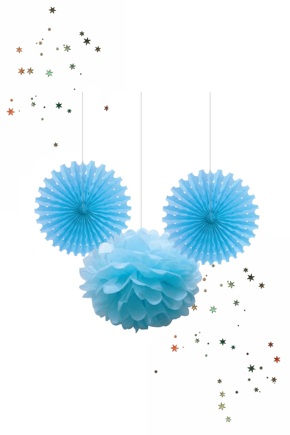 Kikajoy Ponpon Yelpaze Süs Seti Mavi 3'lüPartistST2003