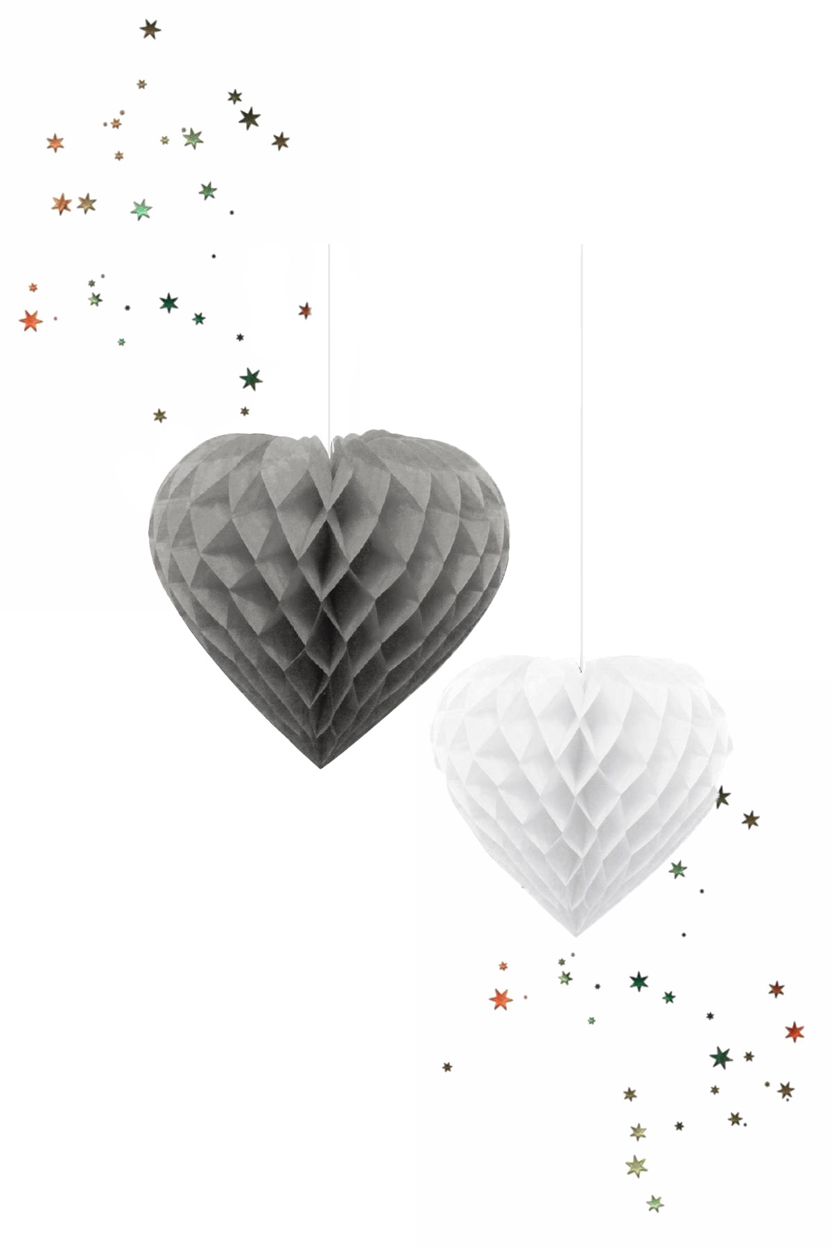 Kikajoy Petek Süs Kalp Gümüş Beyaz 2'liPartistST1947